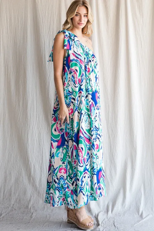 Elba One Shoulder Self-Tie Dress