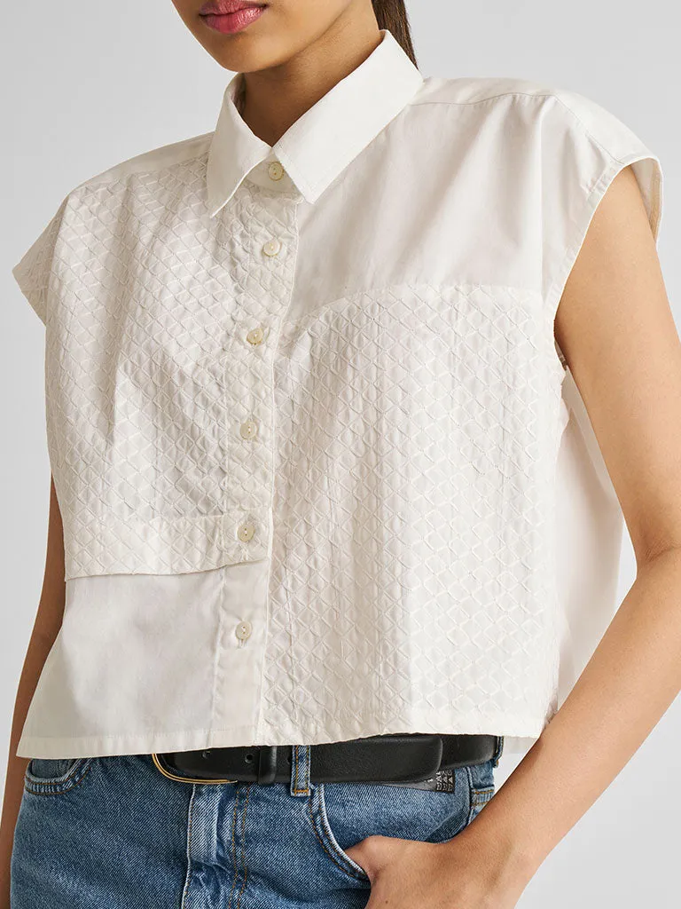 Embroidered Panel Crop Top