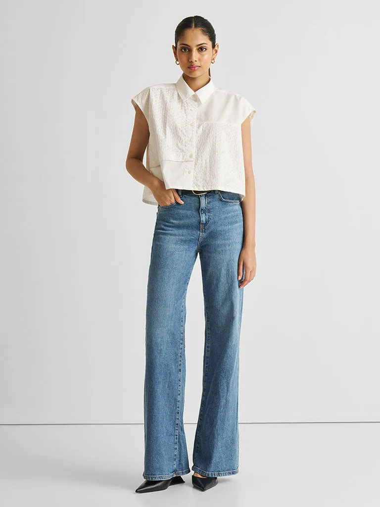 Embroidered Panel Crop Top