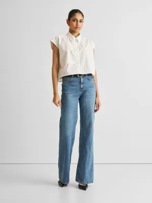 Embroidered Panel Crop Top