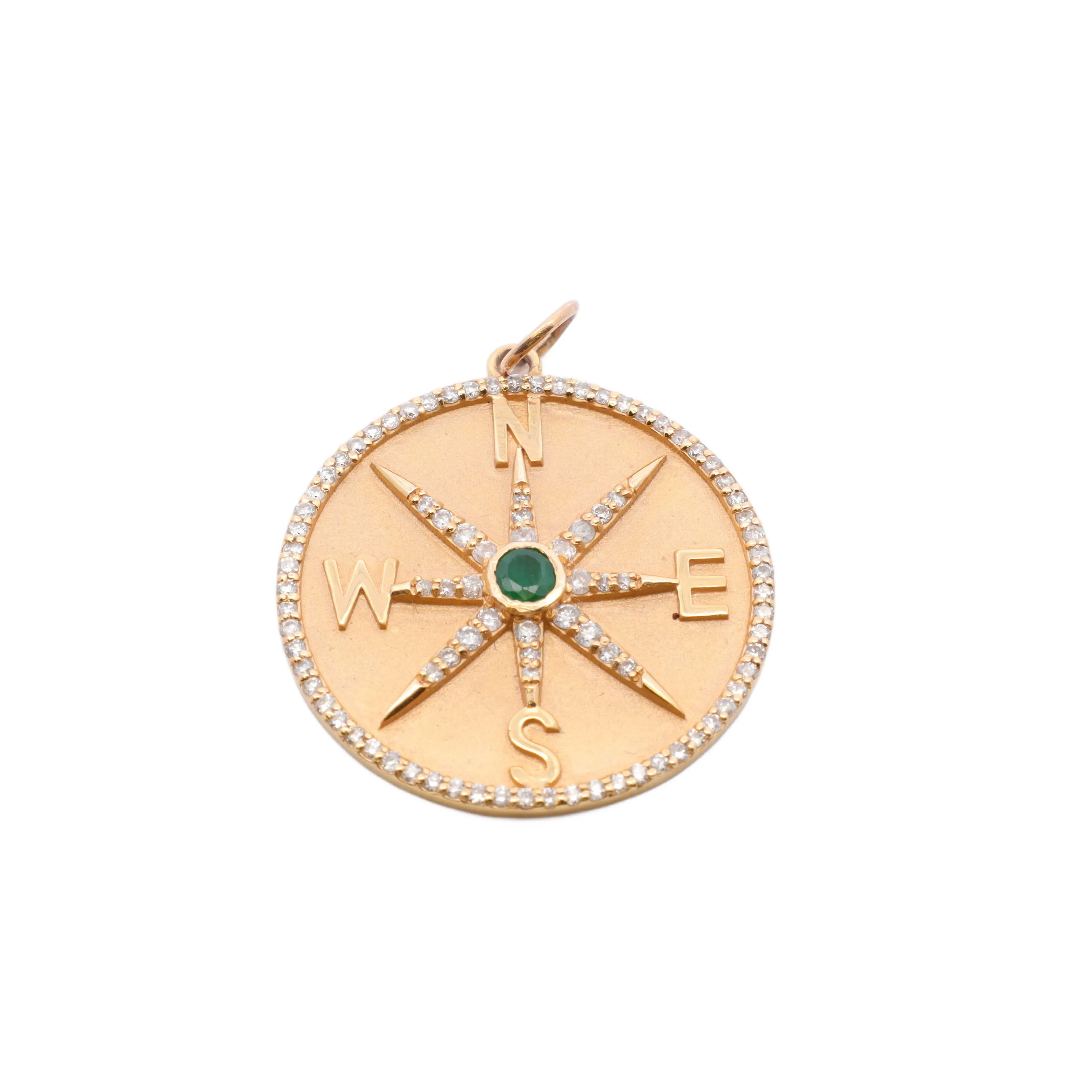 Emerald and Diamond Compass Pendant