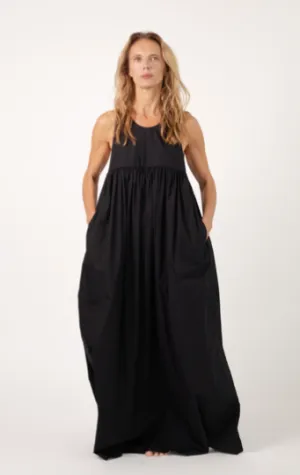 Estelle Japanese Poplin Grande Racerback Dress Black