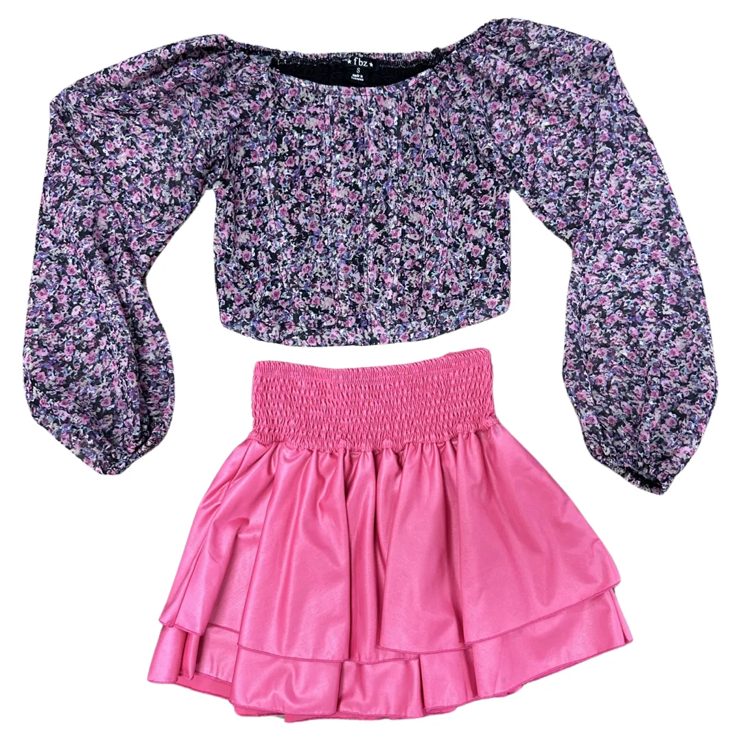FBZ Purple Floral Chiffon Top