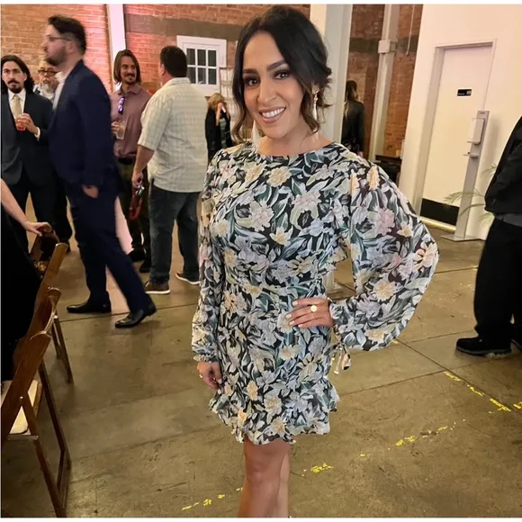 Floral mini dress with open back