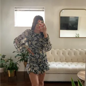 Floral mini dress with open back
