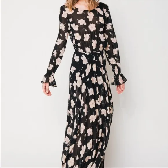 Flynn Skye Oakland? Floral Long Sleeve Maxi Dress SZ XS NWOT