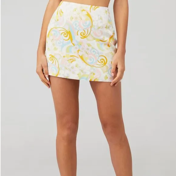 For Love &amp; Lemons AIKO Mini Skirt 🌙✨ Size XL - Retro Swirl Print