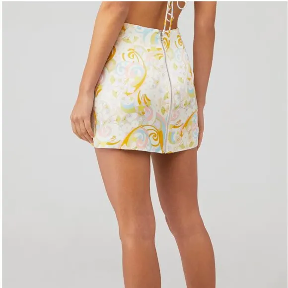 For Love &amp; Lemons AIKO Mini Skirt 🌙✨ Size XL - Retro Swirl Print