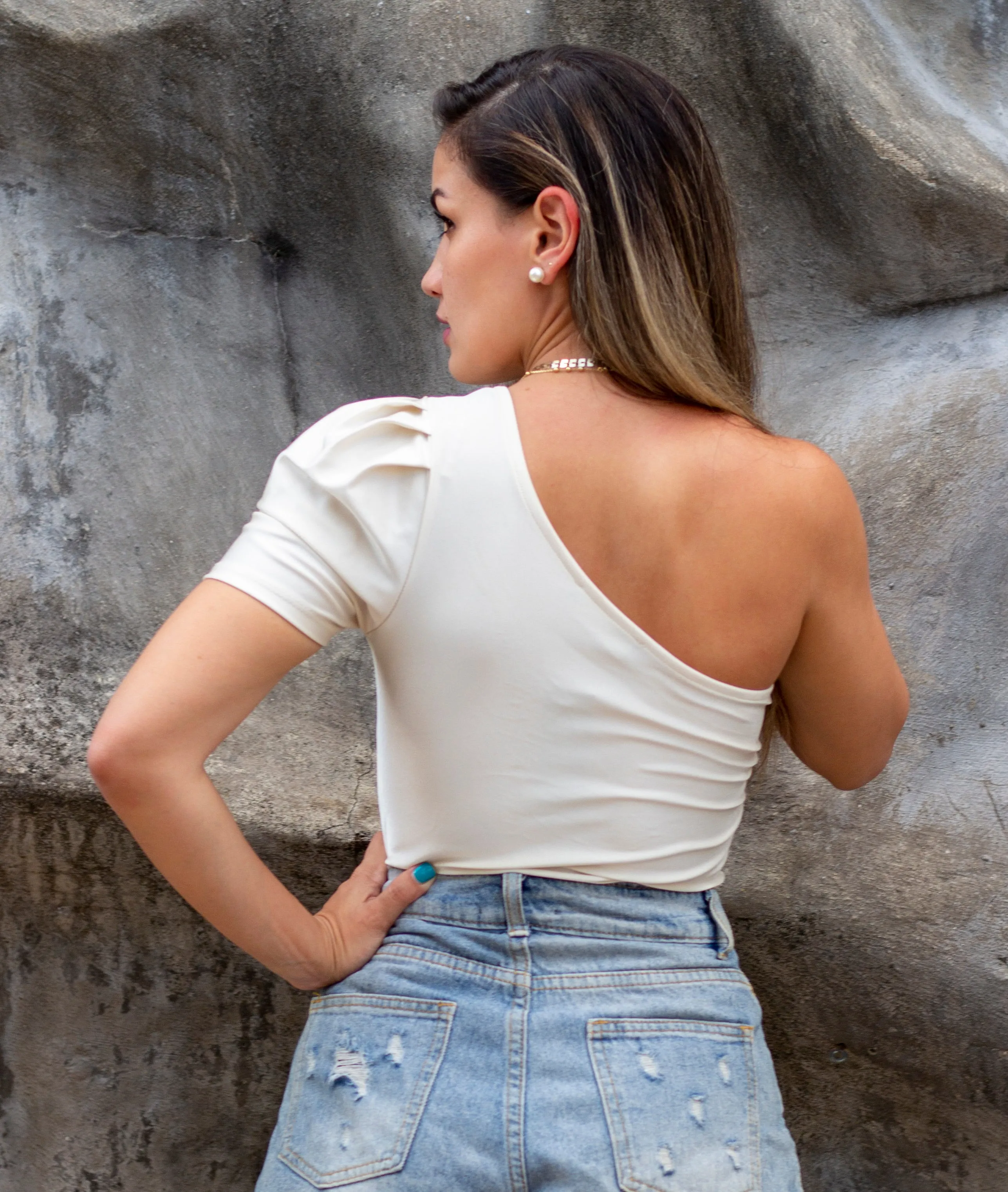 Forever Favorite Satin One-Shoulder Bodysuit