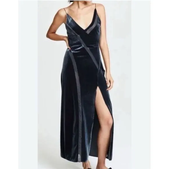 Free People Intimately Women Spliced Velvet Maxi Dress Jade size M