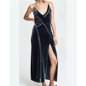 Free People Intimately Women Spliced Velvet Maxi Dress Jade size M