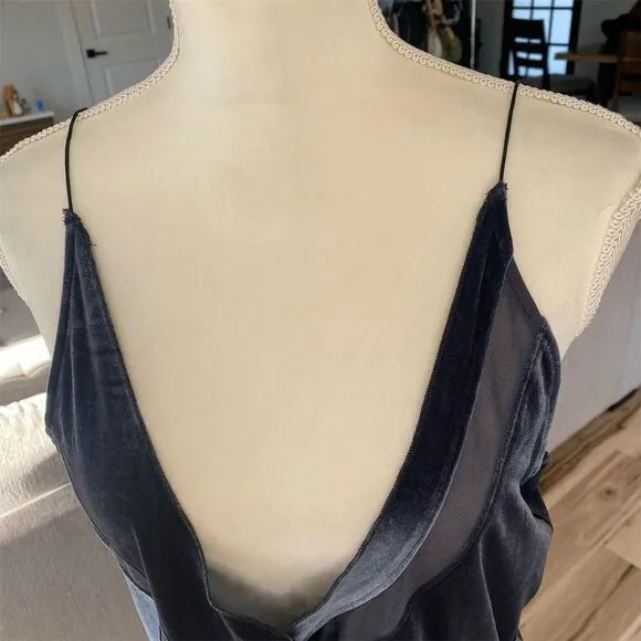Free People Intimately Women Spliced Velvet Maxi Dress Jade size M