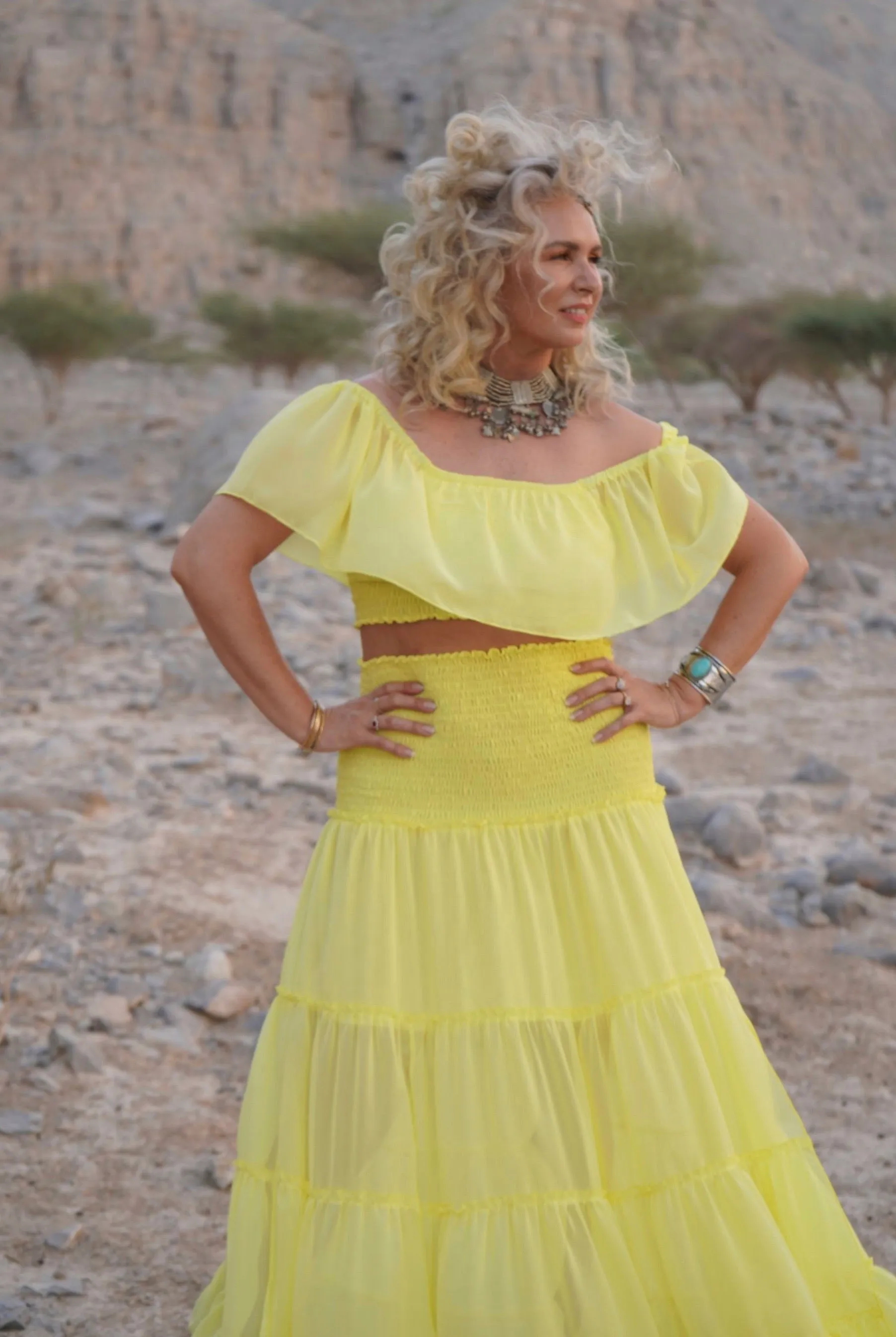 Frill crop top in Sunshine