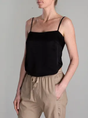 Georgia Top in Vintage Satin - Black