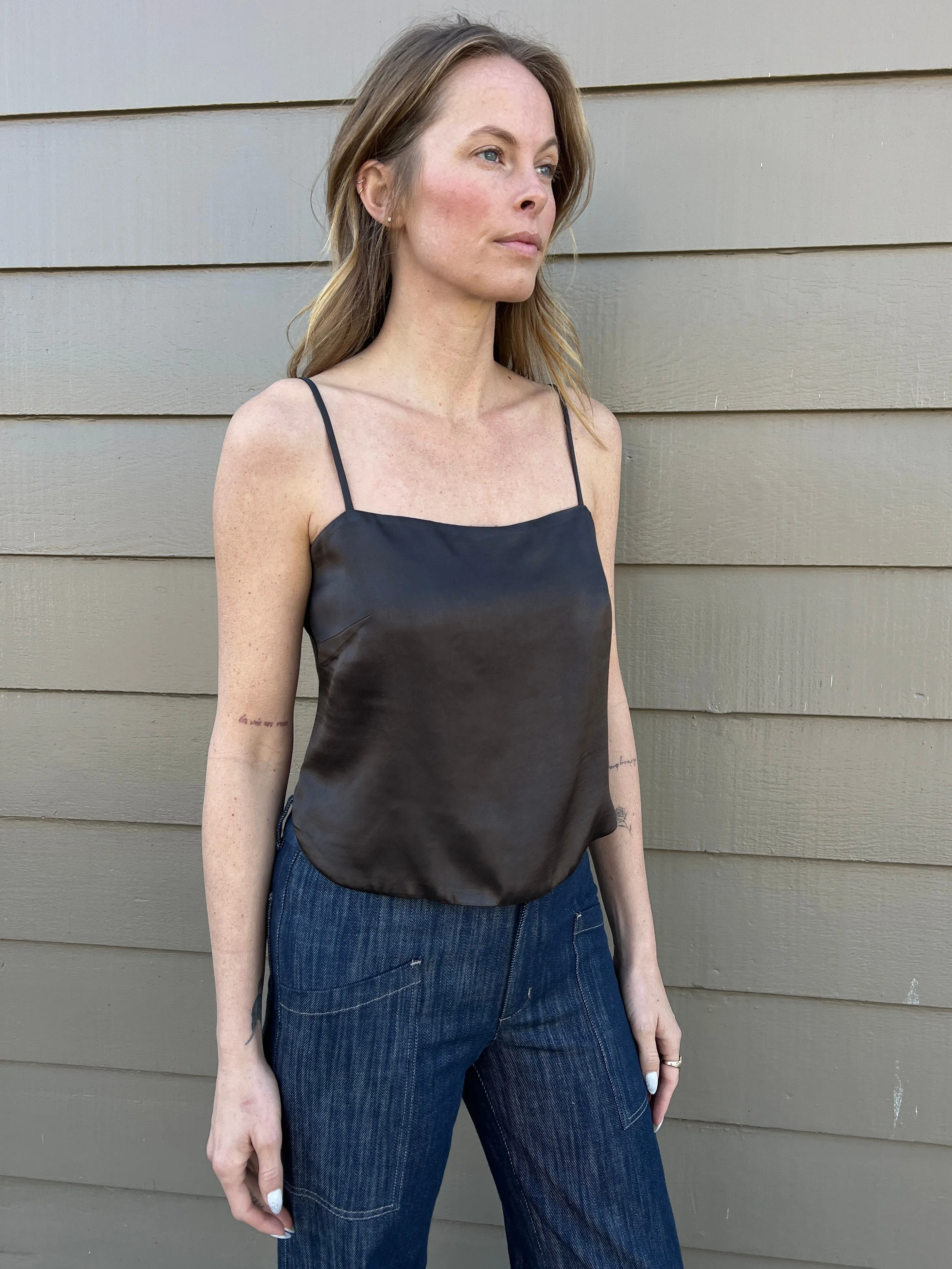 Georgia Top in Vintage Satin - Espresso