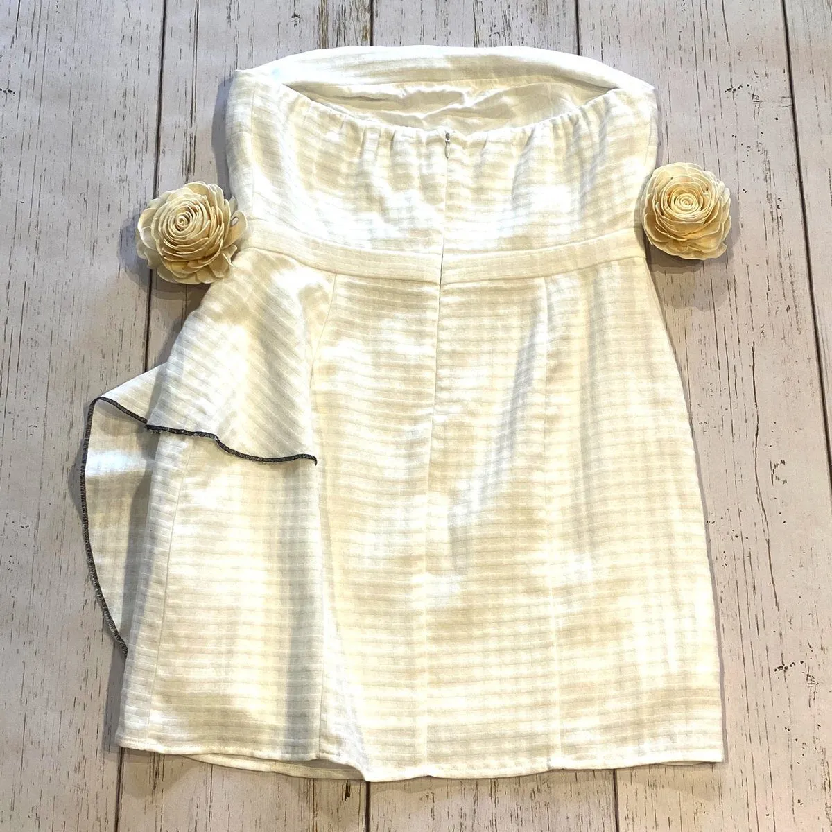 Gingham Ruffle Strapless Dress