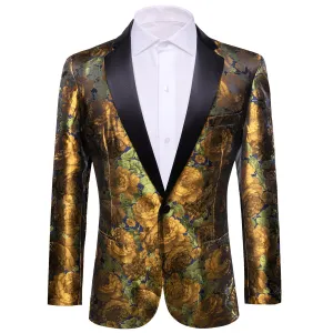 Gold and Green Floral Tuxedo Jacket
