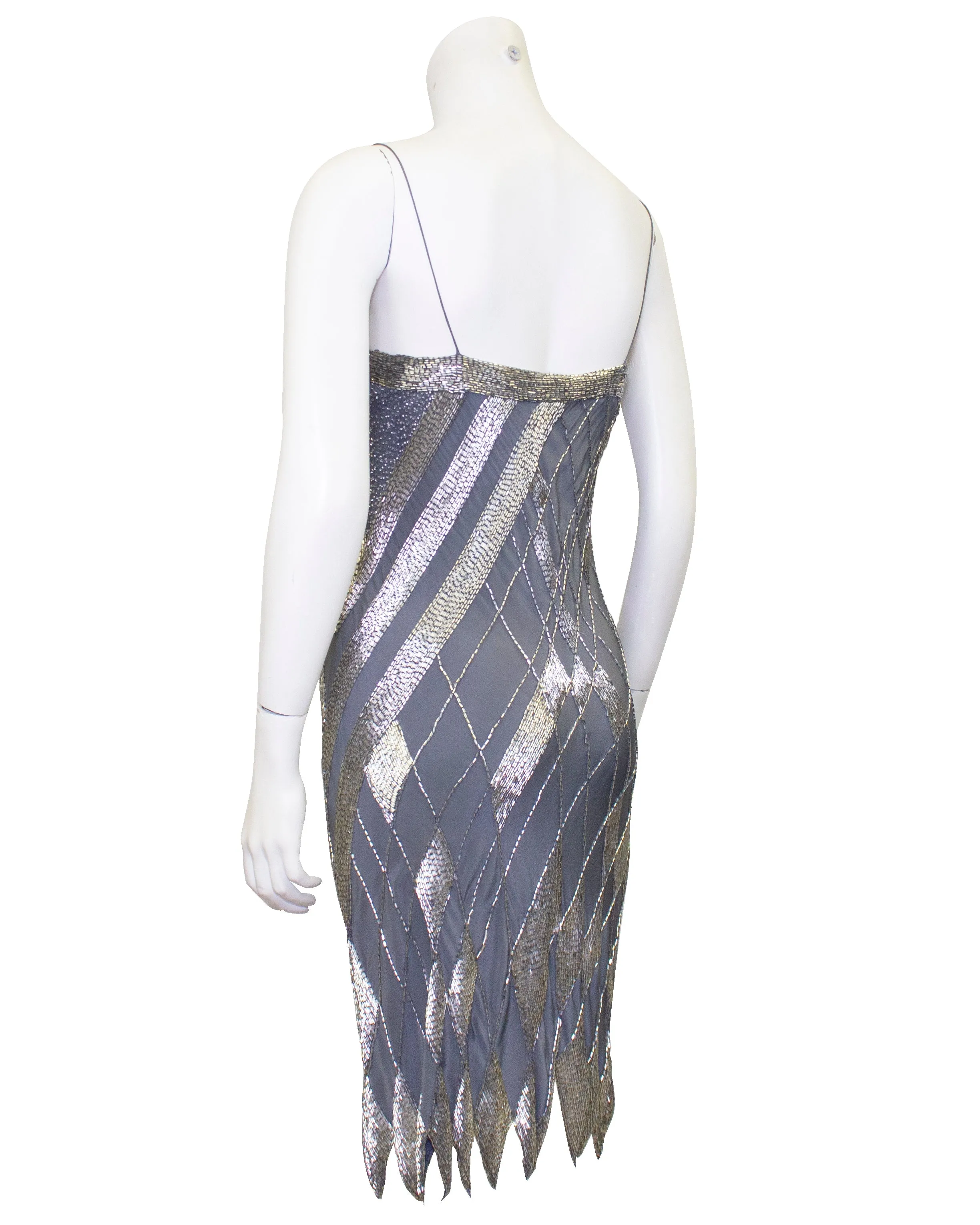 Grey Beaded Cocktail Dress