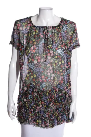 Gucci Black & Multi Floral Blouse SZ 36