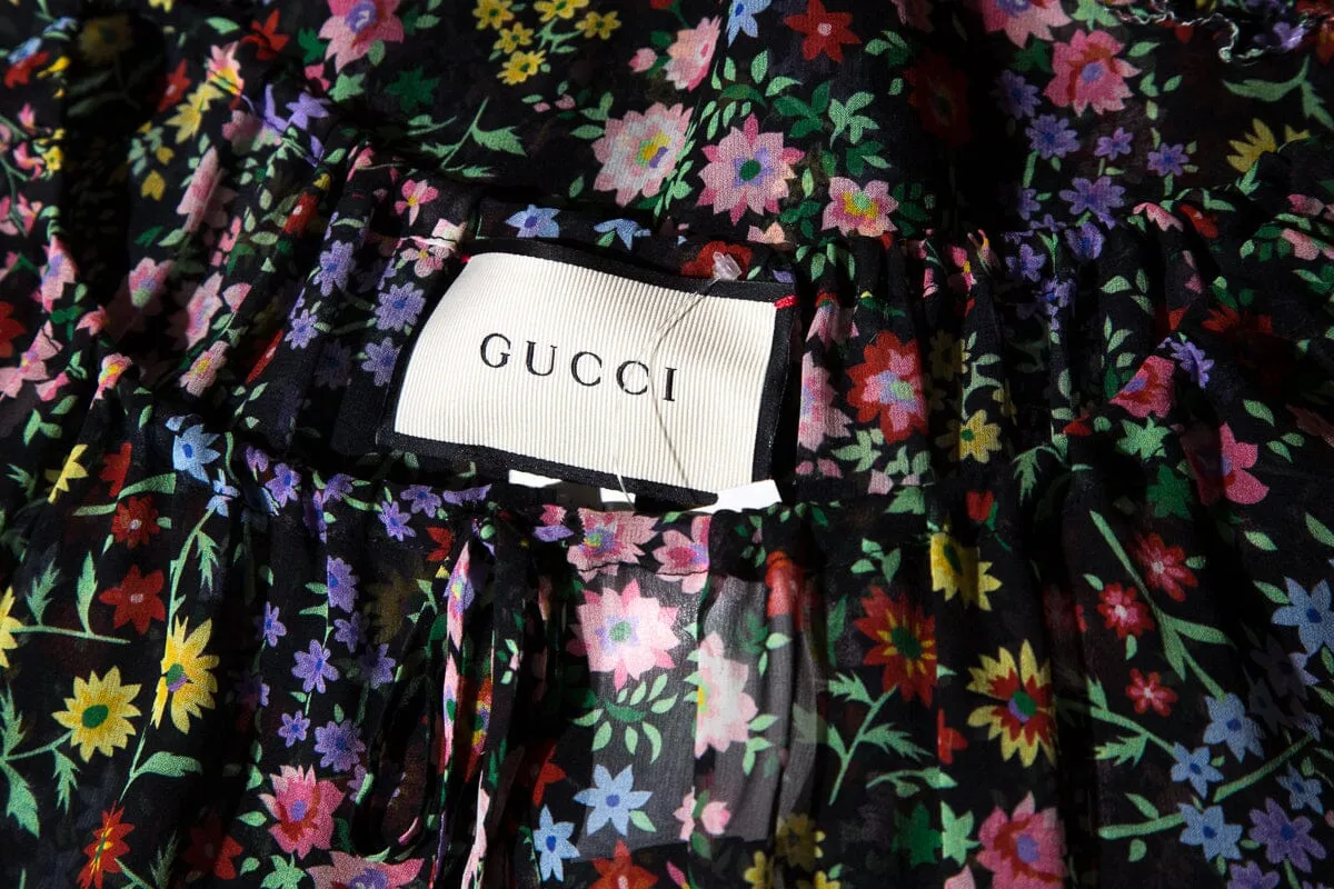 Gucci Black & Multi Floral Blouse SZ 36