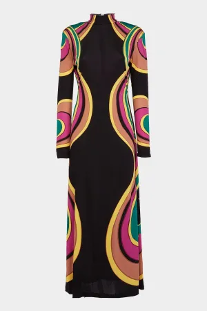 Halle Dress in Rainbow Swirl Magenta Placee
