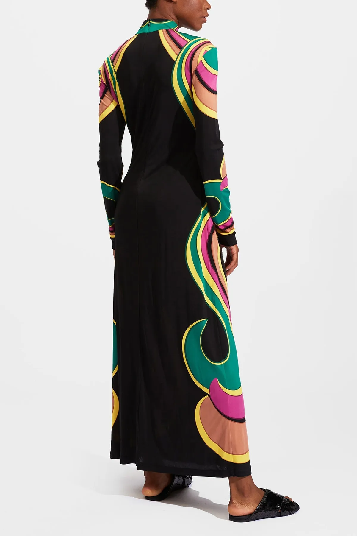 Halle Dress in Rainbow Swirl Magenta Placee