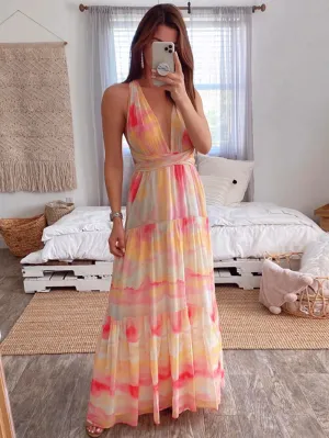 Halter Sleeveless Low Cut Maxi Bodycon Dress HB01252