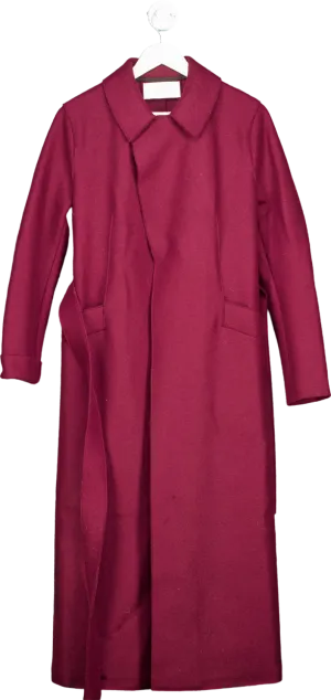Harris Wharf London Burgundy Wool Overcoat 42 IT UK 12