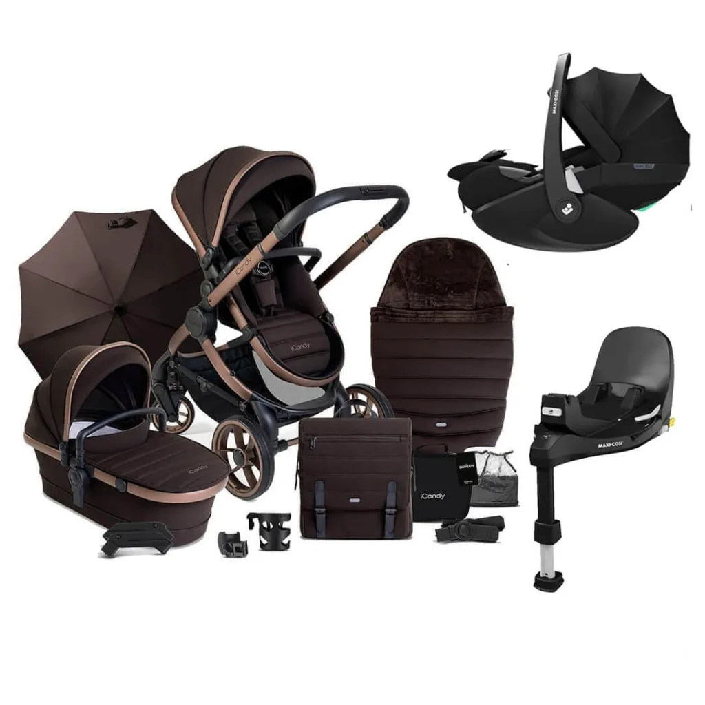 ICANDY Peach 7 Complete Travel System with Maxi Cosi Pebble 360 Pro2 Car Seat - Pecan (Special Edition)