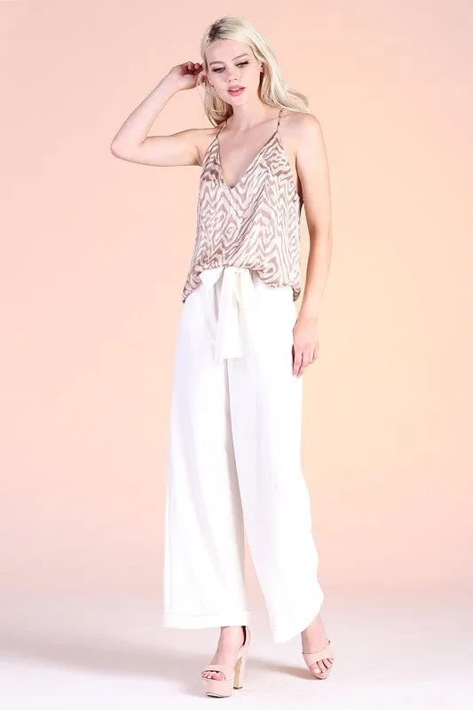 Iridescent Toyger Lurex Chiffon Cami Top-Taupe/Gold