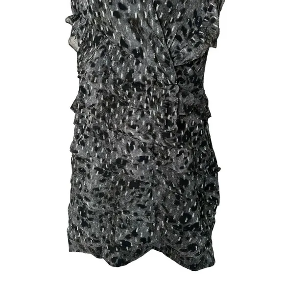 IRO Womens Metallic Spotted Ruche Ruffle Hem Dress Metallic  Size EUR 34 US 6 a8