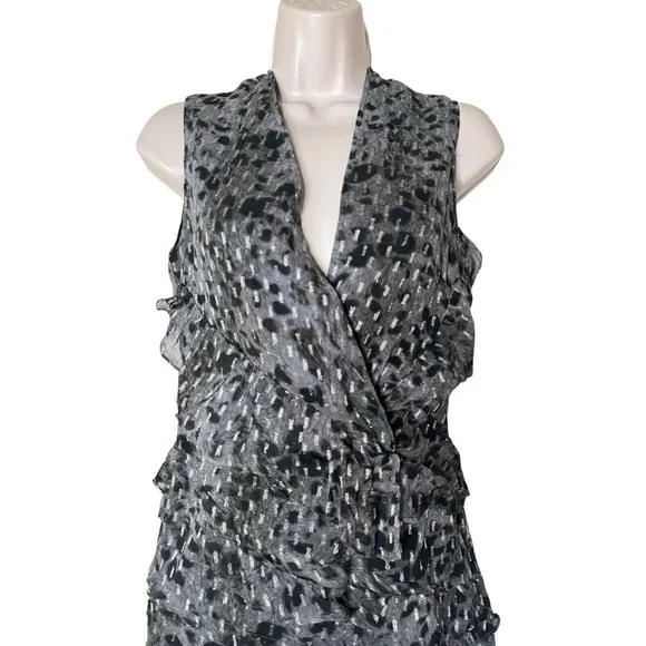 IRO Womens Metallic Spotted Ruche Ruffle Hem Dress Metallic  Size EUR 34 US 6 a8
