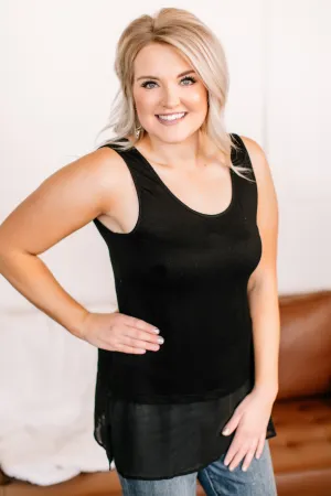 I've Got Layers Chiffon Sleeveless Top In Black