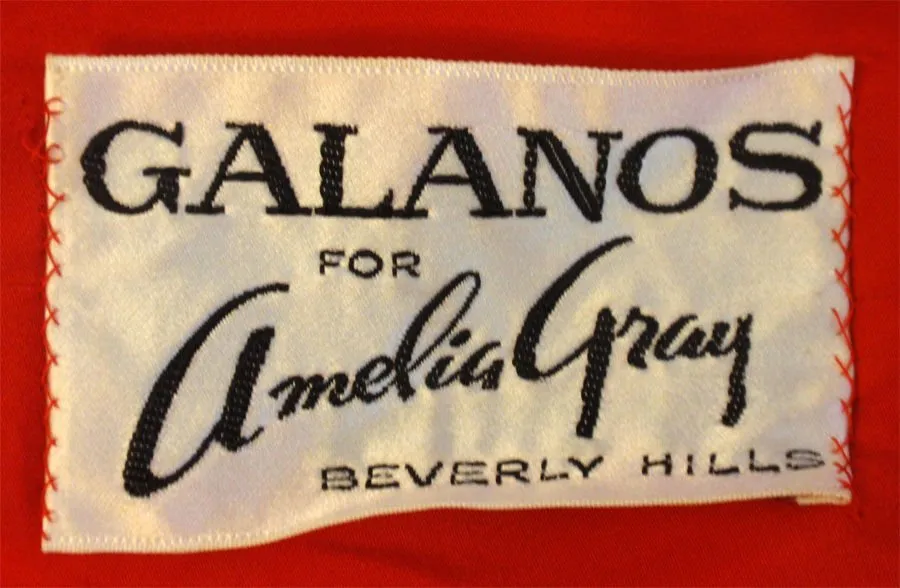 JAMES GALANOS 1960s for Amelia Gray Red Chiffon Cocktail Dress