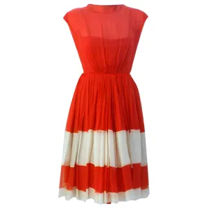 JAMES GALANOS 1960s for Amelia Gray Red Chiffon Cocktail Dress