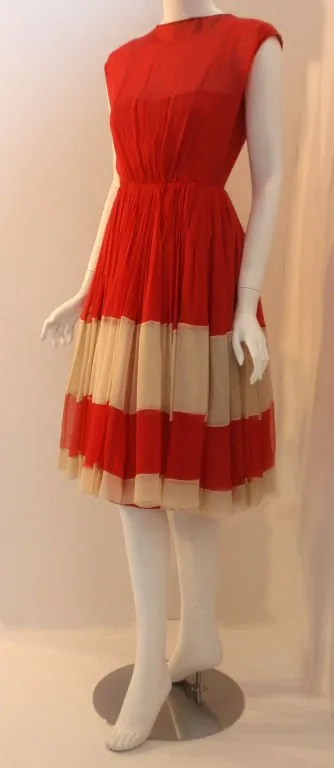 JAMES GALANOS 1960s for Amelia Gray Red Chiffon Cocktail Dress