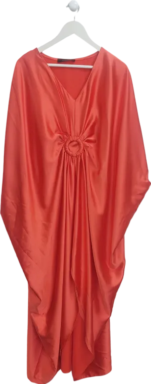 Jenerique Red Satin Drape Maxi Dress One Size