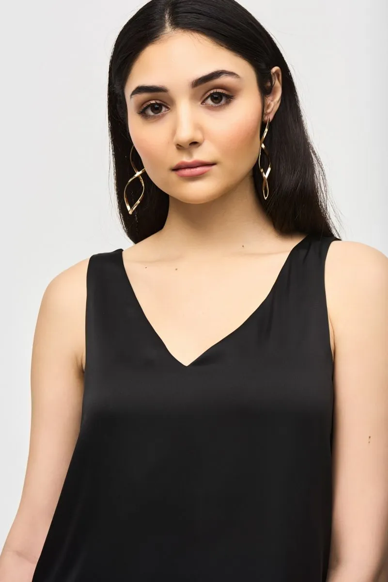 Joseph Ribkoff V-Neck Sleeveless Satin Tank Top 243110