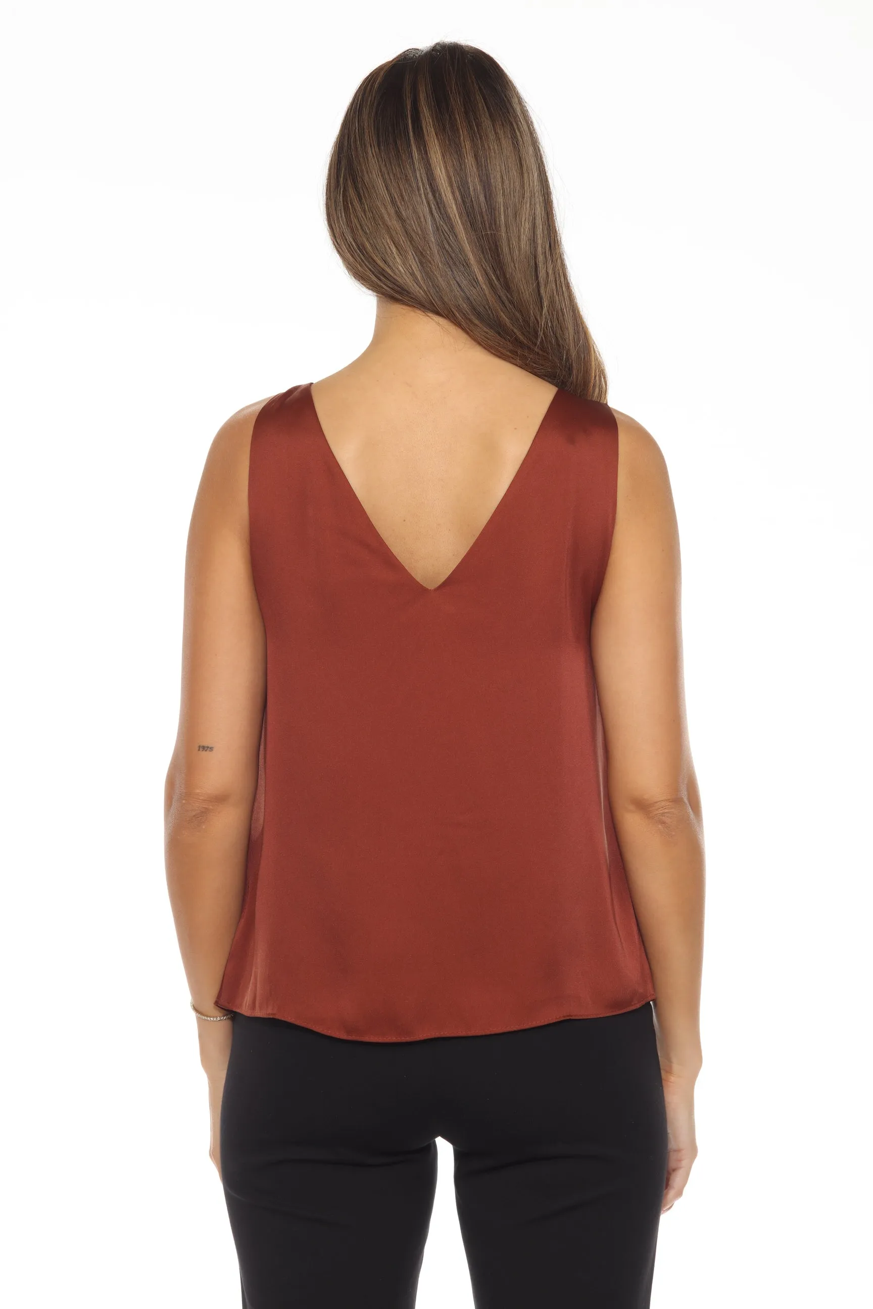 Joseph Ribkoff V-Neck Sleeveless Satin Tank Top 243110