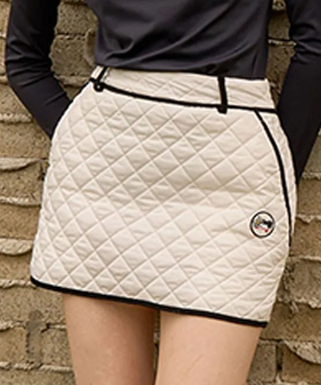 KANDINI Quilting Padded Mini Skirt - Ivory
