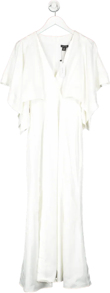 Karen Millen White Satin Crepe Woven Maxi Dress UK 8