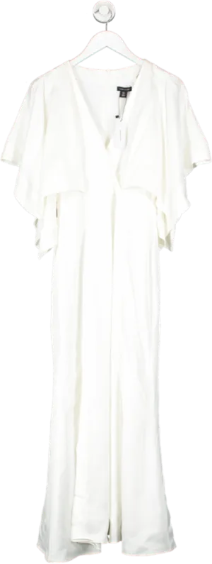 Karen Millen White Satin Crepe Woven Maxi Dress UK 8