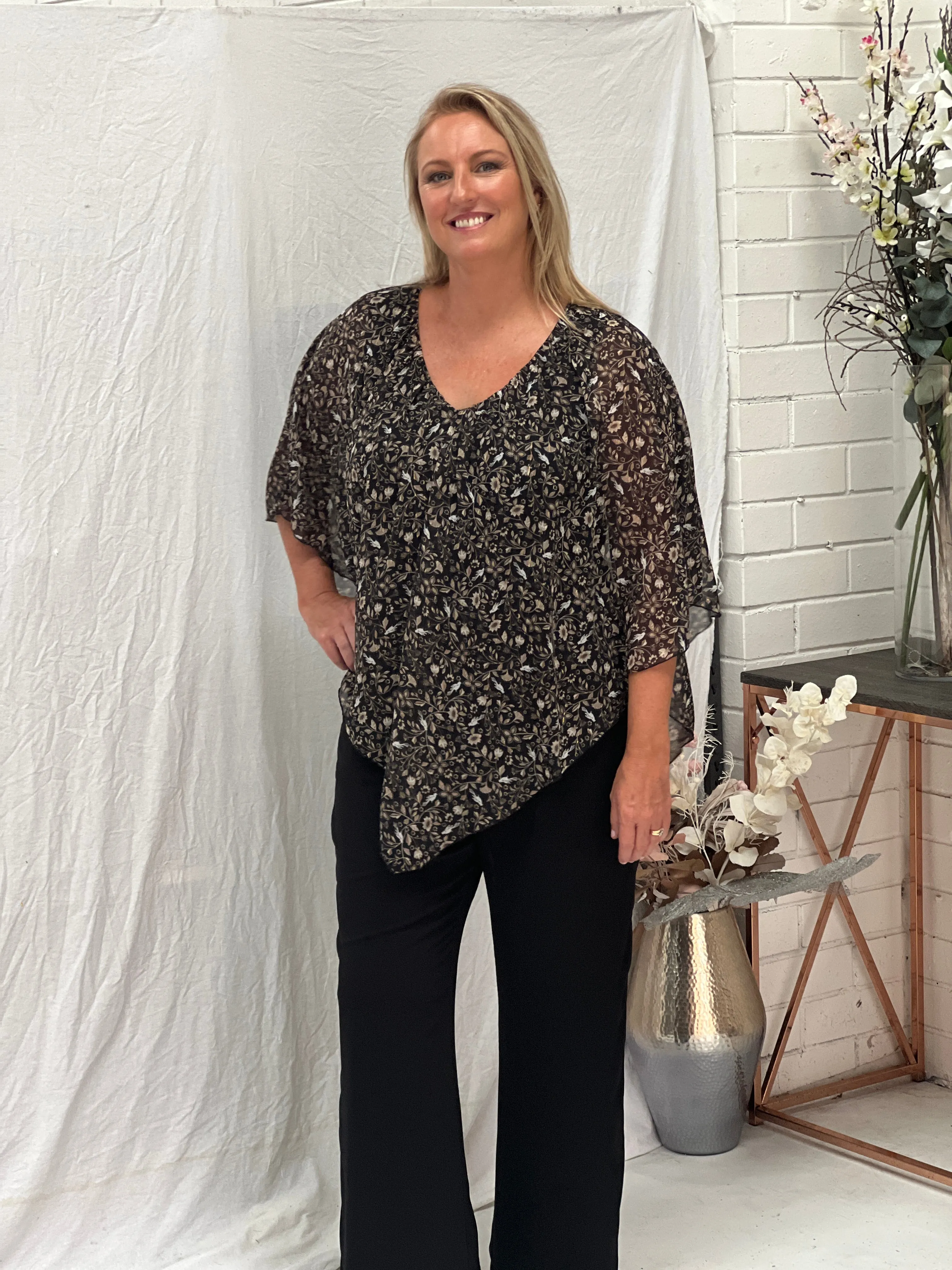 Kelly Black Floral Top