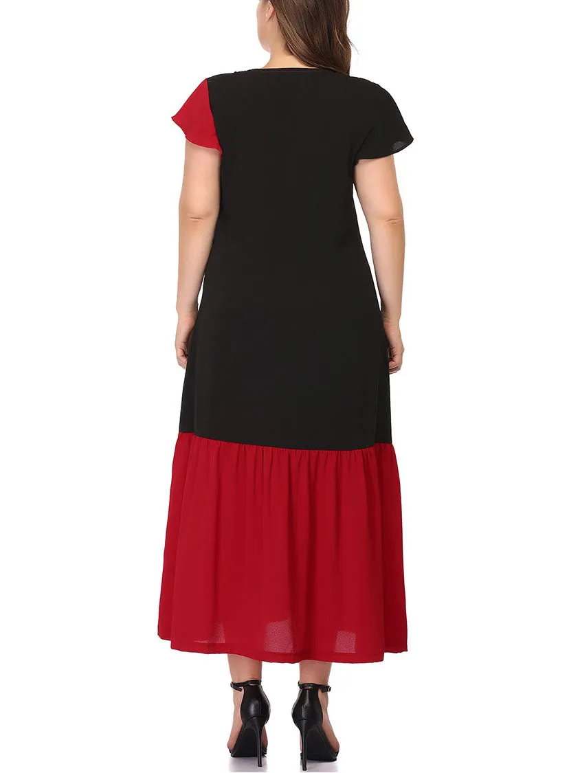 Large Size Women's Color Mosaic Dress