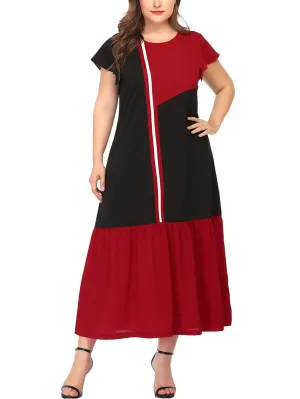 Large Size Women's Color Mosaic Dress
