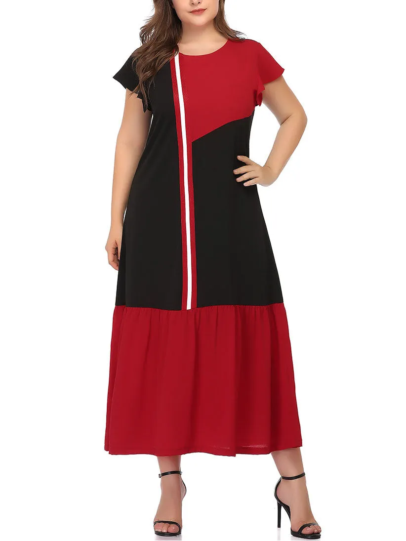 Large Size Women's Color Mosaic Dress
