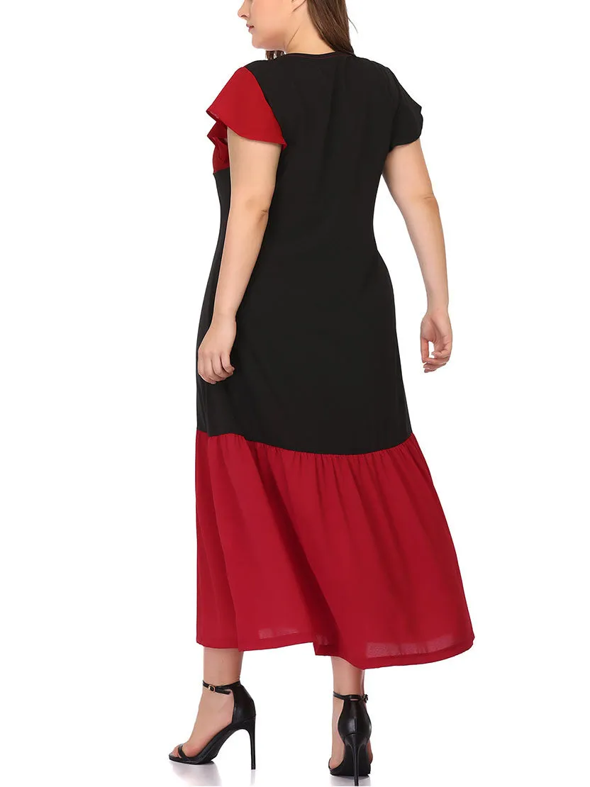 Large Size Women's Color Mosaic Dress
