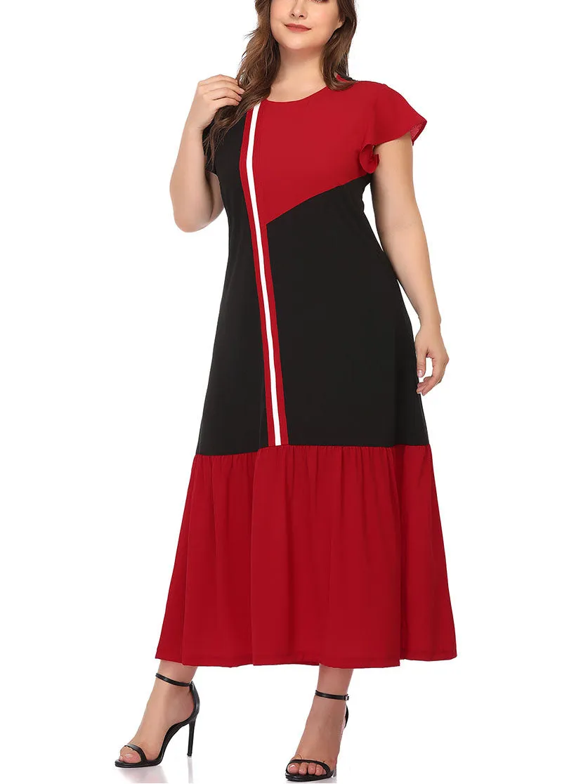 Large Size Women's Color Mosaic Dress