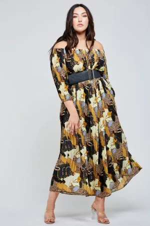 LeAnna Leopard Mix Print Maxi Dress Plus