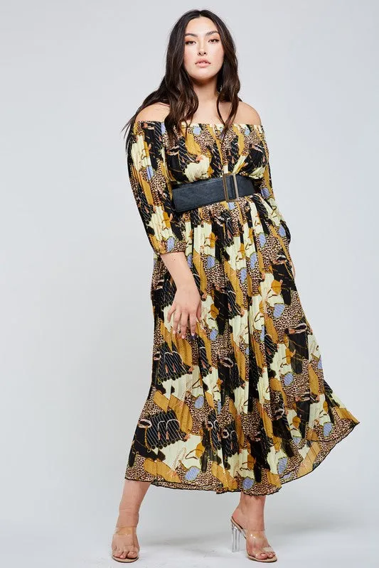 LeAnna Leopard Mix Print Maxi Dress Plus